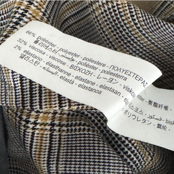 Zara Tartan Plaid Pants Trousers Ankle Length Black Pockets Straight Leg Size M - Picture 9 of 16